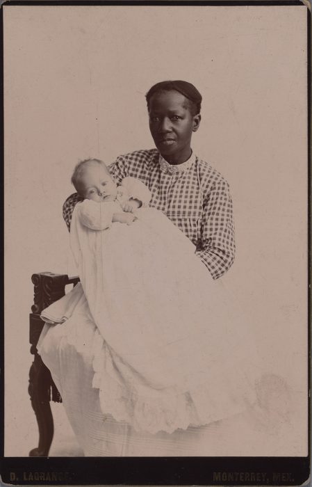 DESIDERIO LAGRANGE (French-Mexican, 1849-1926), [Wet Nurse of African Descent and White Infant], cabinet card, mid-to-late 19th century, 4 1/4 x 6 1/2 in. (10.8 x 16.51 cm), Museum Purchase, Gridley W. Tarbell II Fund, 2020.22.1