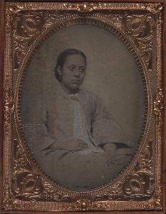 UNKNOWN ARTIST (American), [Portrait of a Biracial Woman], quarter plate ambrotype in thermoplastic case, 4 1/4 x 3 1/4 in. (10.8 x 8.26 cm), Museum Purchase, Gridley W. Tarbell II Fund, 2020.22.4.