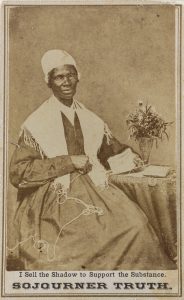 UNKNOWN ARTIST (American), Sojourner Truth with Flowers, CDV, 1864, albumen silver print, 4 x 2 1/2 in. (10.16 x 6.35 cm), Museum Purchase, James Phinney Baxter Fund, 2018.36.