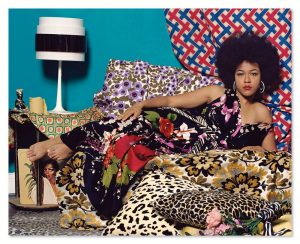 Mickalene Thomas, Tell Me What You're Thinking, 2016, 100.97 cm x 125.73 cm, photograph, chromogenic print on paper, Bowdoin College Museum of Art.