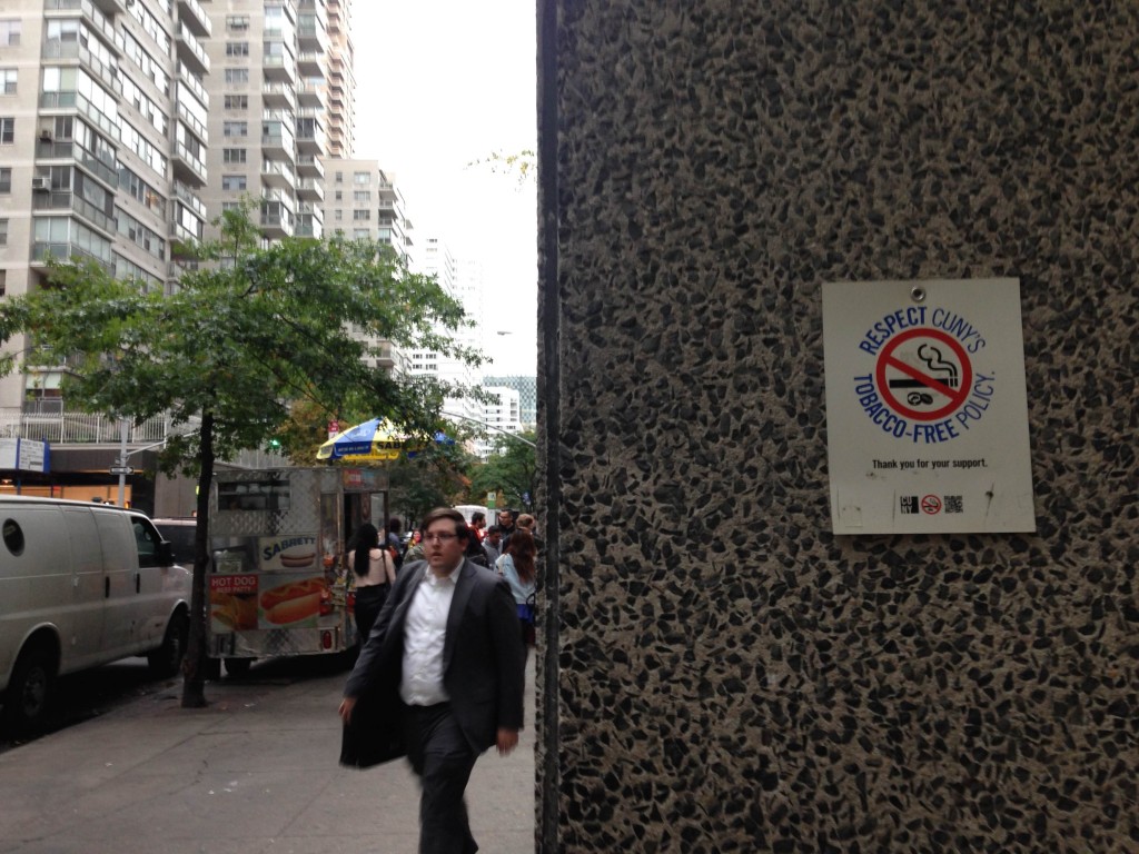 Smoking is no longer allowed in the urban plaza that constitutes Hunter's "campus"
