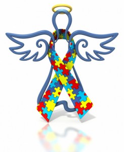 Angel outline autism ribbon