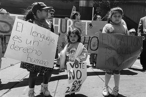 Children protesting Proposition 227, a 1998 California bill seeking to ban bilingual education