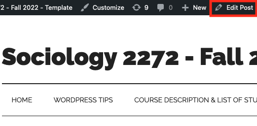 EDIT an existing POST on the Site