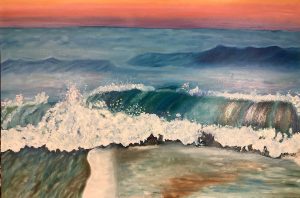 Teagan Cunningham, Wave-LBI, Oil on Canvas, 24” x 36”
