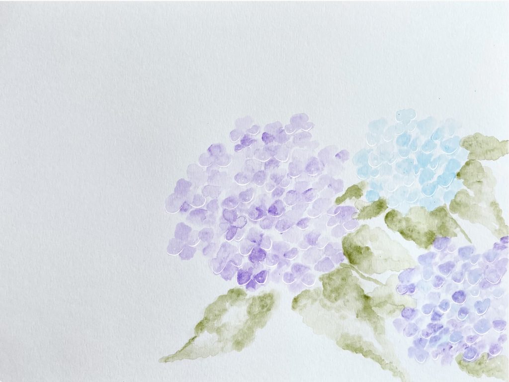 3. Light Hydrangeas, water colour and digital drawing, 2021