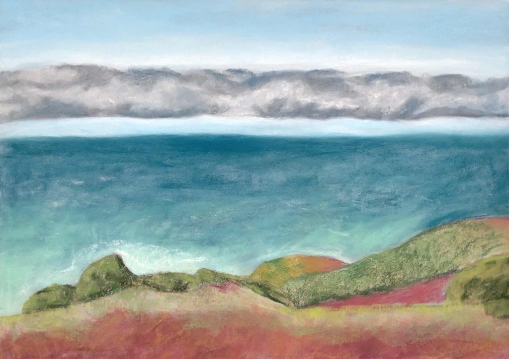 Rodeo Beach, chalk pastel and colourfix paper, 19.5"x27.5", 2021 