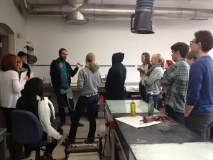 Justin Staller talking with the Print 1 class