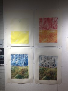 The different stages of Justin's printmaking process