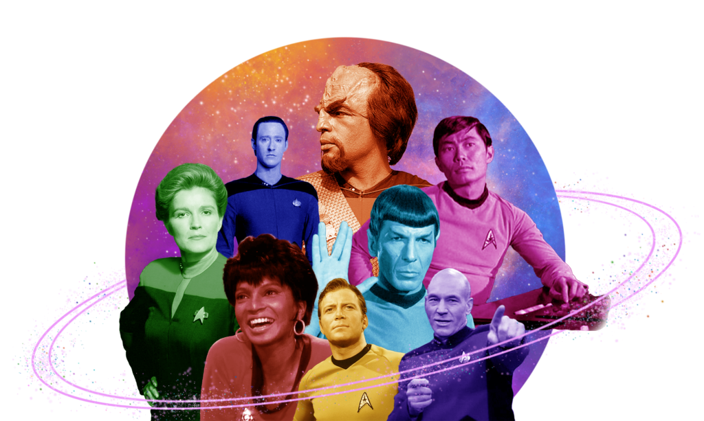 Photoshopped/ digital art of different Star Trek characters.